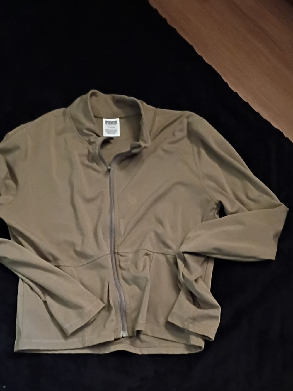 PINK Victoria's Secret Olive Taupe Zip-Front Bomber Jacket